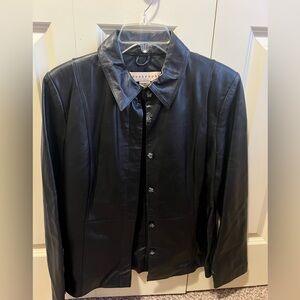 Apostrophe black leather jacket